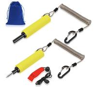 Ice Fishing Safety Picks with Retractable Safety Coiled Lanyard, Portable Ice Picks Spikes Gear Accessories for Skating & Fishing, Walking on Ice