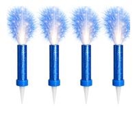 Ice Fountain Cake Sparkler Candles Birthday Cake Topper Firework Candles 15cm Indoor Sparkler Wedding Anniversary Party Decoration Colourful Cake Candles (Blue, 4 PCS)