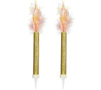Ice Fountain Candle Cake Topper Sparkler for Birthday, Wedding, Anniversary Decoration. (20 PCS, Gold)