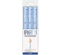Ice Fountain Candle Cake Topper Sparkler for Birthday, Wedding, Anniversary Decoration. (3 PCS, Blue)