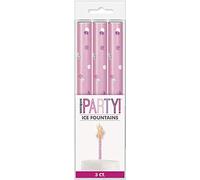 Ice Fountain Candle Cake Topper Sparkler for Birthday, Wedding, Anniversary Decoration. (3 PCS, Pink)