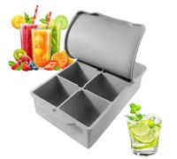 Ice Freezer Tray - 6 Cavity Silicone Ice Maker Tray with Cover,Large Capacity Chilling Cube Making Aid for Wine Whiskey Juice Chilled Cocktails