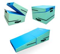 (Ice Green & Ice Blue) Foldable Incline Gymnastics Mat Ramp Cheese Wedge Skill Shape Mat Tumbling Yoga Mat