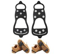 Ice Grippers for Boots and Shoes Anti Slip Snow Cleats with Heavy Duty Steel Spikes Traction for Winter Walking Hiking Climbing Outdoor Travel Fishing Camping for Men and Women (8 Teeth Ice Grippers)