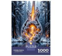 Ice Guitar Forest 1000 Piece Classic Jigsaw Puzzle Frosty Music Magic Jigsaw Puzzle Bundle Extra-Thick Cardboard Stress Relief Travel Adults Kids Age 12 Years Up 52x38cm/1000pcs