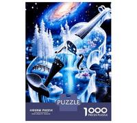 Ice Guitar Galaxy 1000 Pieces Jigsaw Puzzle Frosty Music Magic Premium Jigsaw Puzzle Thick Cardboard Impossible Hard Challenging Relaxation Creativity Gift Giving for Adults 70x50cm/1000pcs
