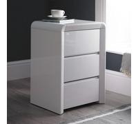 Ice High Gloss 3 Drawer White Bedside Table