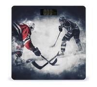 Ice Hockey Art Bathroom Scale Automatic Power On/Off Body Scales LCD Backlight Display Square Digital Scale Rounded Corners Bathroom Scales for Home Bedrooms