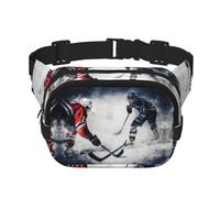 Ice Hockey Art Fanny Pack For Women Waterproof Adjustable Belt Bags Waist Pack Fashion Casual Crossbody Bags Bum Bag For Running Workout Hiking Traveling, Black, One Size