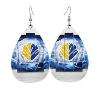 Ice Hockey Art pattern Printed Teardrop Leather Earrings, Fashion Water Drop Dangle Accessory for Holiday Party