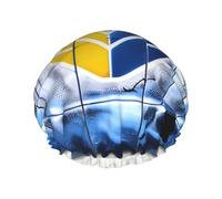 Ice hockey art pattern shower cap with double layer, holds your hair well whether it is showering or bathing.