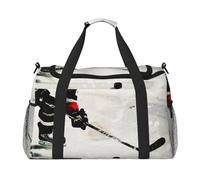 Ice Hockey Art Printed Travel Duffle Bag for Men Women Large Sport Gym Bag Handbag with Shoulder Strap for Travel Weekend Fishing Hunting