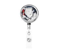 Ice Hockey Art Retractable Id Badge Holder Badge Reels with Clip Cute Name Card Holder for Office Worker Doctor Nurse Teacher