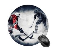 Ice Hockey Art Round Mouse Pad, Non-Slip Rubber Base Waterproof Washable, Computer Mouse Mat for Office Gaming Studying, Premium-Textured Durable Portable Circle Mousepad for Desktop PC Notebook