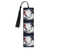 Ice Hockey Art Wooden Bookmark 5pcs Natural Birch Wood Bookmark with Colorful Tassels Personalized Wood Hanging Tags Ornaments DIY Craft Bookmarks for Men Women Book Lovers