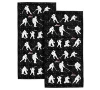 Ice Hockey Bath Hand Towels Set of 2 Black Decorative Hand Towels for Bathroom Hockey Gift for Gym Spa Sport Hotel Farmhouse Home Decorations 14x28 Inch