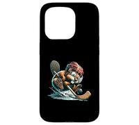 Ice Hockey Beaver With Helmet Stick And Puck Action Case for iPhone 15 Pro