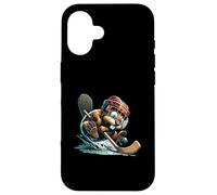 Ice Hockey Beaver With Helmet Stick And Puck Action Case for iPhone 16