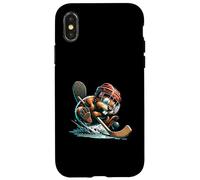 Ice Hockey Beaver With Helmet Stick And Puck Action Case for iPhone X/XS