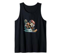 Ice Hockey Beaver with Helmet Stick and Puck Action Tank Top