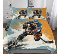 Ice Hockey Bedding Set Duvet Cover Comforter Cover Ultra Soft Quilt Cover for Kids, Girls, Boys And Teens 3 Pieces with Pillowcase Cosy Super Easy Care Bed Linen Double (200x200cm)