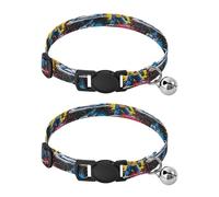 Ice Hockey Blue Red Kitten Collar with Bell 2 Pack Kitten Collar Adjustable 10.6 to 17.1 Inches
