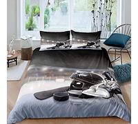 Ice Hockey Comforter Cover Set Sports Puck Protective Gear Bedding Set for Kids Boys Teens Ice Hockey Game Duvet Cover Soft Breathable Bedding & Linen 2Pcs Single Size,Zipper