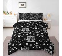 Ice Hockey Comforter Set, Puck Hockey Goal Bed Sets Twin, Black European Sport Fall Down Comforter for Kids Girls Boys Ball Competitive Games Teamwork Duvet Insert, Winter Sports Bedroom Decor