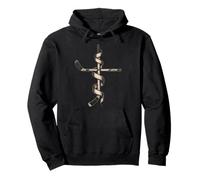 Ice Hockey Cross Jesus Faith Christian Pullover Hoodie
