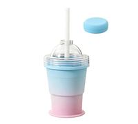 Ice Hockey Cup - Foldable Silicone Mould, Portable Bolmaker | Foldable Gradient Color Beverage Refrigerator, Dreamy Aesthetic Liquid Chiller With Straw for Summer Picnic Getaway