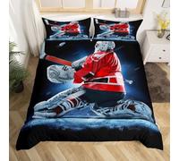 Ice Hockey Duvet Cover Sets Double Sports Theme Bedding Set 3D Print Ultra Soft Microfiber Quilt Cover 200x200cm Comforter Covers with Zippe and 2 Pillowcases E-1030