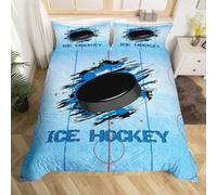 Ice Hockey Emperor Size Duvet Cover Set Reversible Quilt Cover 285x240 cm Blue Bedding Sets Ultra Soft 3D Comforter Covers Comfy Easy Care Non Iron Bed Set M/951