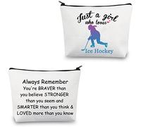 Ice Hockey Girl Gifts Ice Hockey Girl Cosmetic Bag Makeup Bags Just a Girl Who Loves Ice Hockey Gifts for Ice Hockey Lovers Team Inspirational Gifts Zipper Pouch Travel Bag Cosmetic