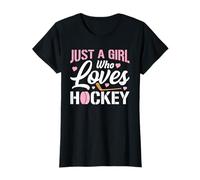 Ice Hockey Girl Just A Girl Who Loves Hockey Funny Humor T-Shirt