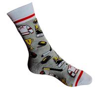 Ice Hockey Glory: Sticks, Pucks & Trophies Mens Grey White Cuffs Socks One Pair Multicoloured 6-10 UK