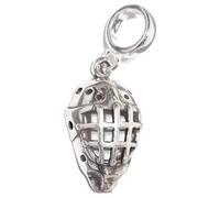 Ice Hockey Goalie Mask Sterling Silver Bead Charm .925 Helmet Goalkeeper