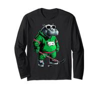 Ice Hockey Hippo Long Sleeve T-Shirt