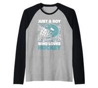 Ice Hockey Just a boy loves hockey Raglan Baseball Tee
