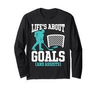 Ice Hockey Life’s About Goals and Assists Funny Humor Long Sleeve T-Shirt