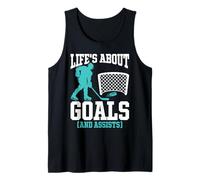 Ice Hockey Life’s About Goals and Assists Funny Humor Tank Top