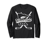 Ice Hockey Minnesota State Puck Funny Fan Player Goalie Long Sleeve T-Shirt