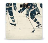 Ice Hockey Pattern Bathroom Scale Automatic Power On/Off Body Scales LCD Backlight Display Square Digital Scale Rounded Corners Bathroom Scales for Home Bedrooms
