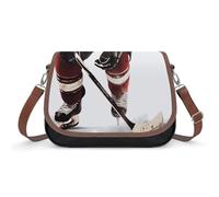 Ice Hockey Pattern Crossbody Bag for Women Leather Crossover Shoulder Handle Bag with Adjustable Strap Hobo Handbag Large Capacity Purse Work Handbag for Daily Outdoor