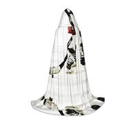 (Ice Hockey Pattern) Print Hooded Cape For Teenagers Costume Party, Halloween Hooded Cape Soft and Elastic,S