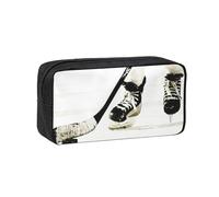 Ice Hockey Pattern Print Large Pencil Case Big Capacity Pen Case Durable Pencil Box Stationery Bag for Travel Makeup