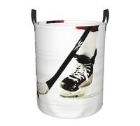Ice Hockey Pattern Print Round Laundry Hamper Bedroom Bathroom Clothes Organizer Waterproof Storage Basket