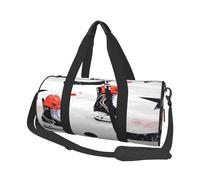 Ice Hockey Pattern Print Travel Duffel Bag Large Foldable Round Travel Carry on Bag with Adjustable Shoulder Strap for Weekender Overnight Flight Hospital Sports