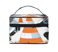 Ice Hockey Pattern -Print Waterproof Large Cosmetic Bag for Travel & Gym, Makeup Organizer with 4 Elastic Straps & Compartments,Premium Twill Fabric.