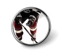 Ice Hockey Pattern Round Aluminum Alloy Pin Badge Lapel Pin