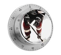 Ice Hockey Pattern Timer,Chef Cooking Timer Clock, Countdown Reminder No Batteries Required- Exquisite Stainless Steel Body for Exercise Outdoors